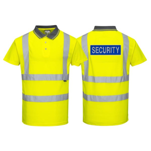 Navy FREE BELT Standsafe Reflective Security Hi Vis Work Polo T-Shirt 