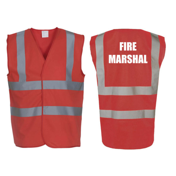 Yellow Fire Marshal Hi Vis Vest Waistcoat Printed Work High Viz Safety Workplace 