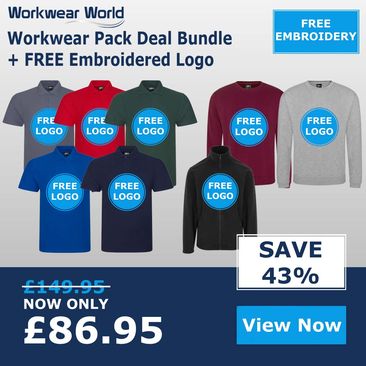 FREE LOGO Embroidered Uniform Workwear Bundle Polo Shirts Hoodies Package Clothing Gender-Neutral Adult Clothing Hoodies & Sweatshirts Sweatshirts 